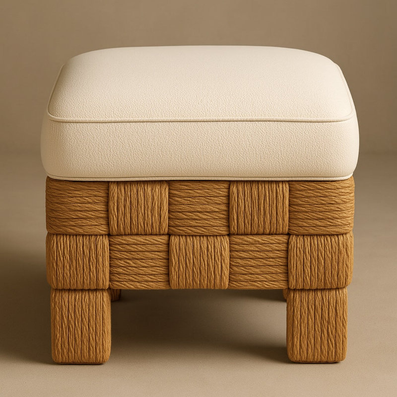 Kaari Foot Stool Sisal and Boucle