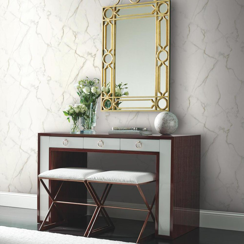 Rouleau de papier peint métallique L 32,8 pi x l 20,8 po Gilded Marble, gris