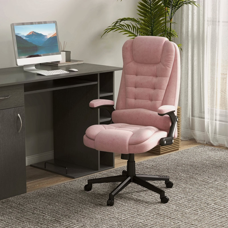 Fauteuil de bureau vibrant à 6 points avec massage chauffant, chaise de bureau de direction à haut dossier avec dossier inclinable, accoudoirs rembourrés et télécommande