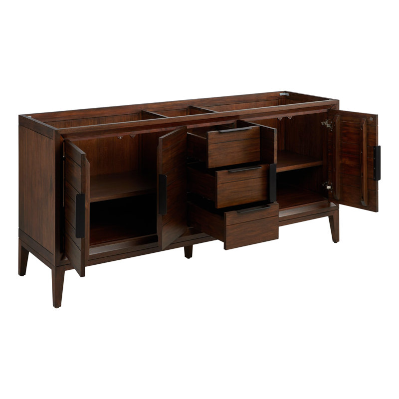 Aliso 72" Double Bathroom Vanity, Single-Hole Centered, 34'' H x 72'' W x 22'' D, Carrara Marble / Natural Teak