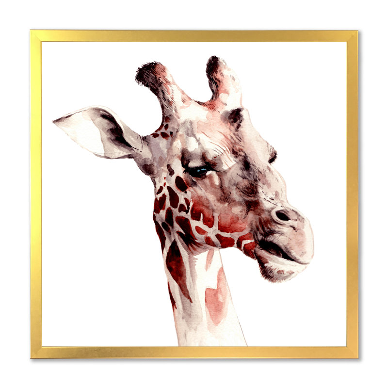 Portrait d'une girafe - sur, Impression dorée sur toile encadrée, 30" H x 30" W x 1" D