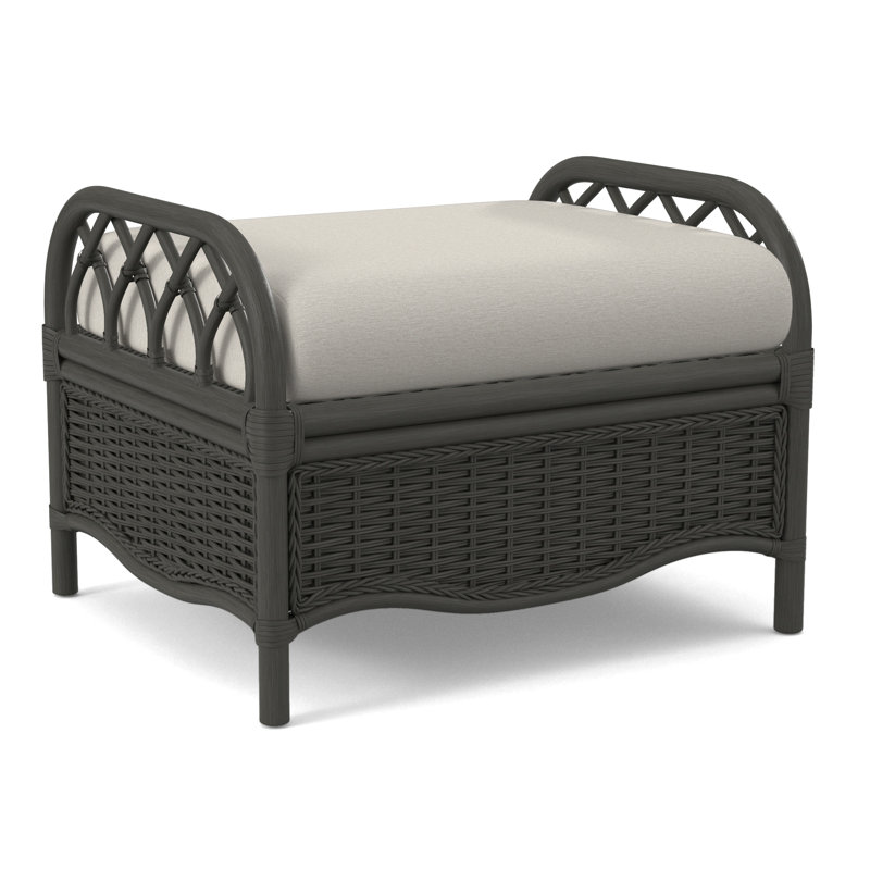 Everglade Ottoman, Honey, White Performance Fabric; 0851-94