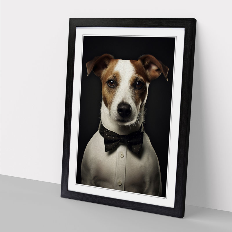 Jack Russell Minimalism No.2 - Single Picture Frame Print on Wood, Black Framed, 46cm H x 34cm W x 2cm D
