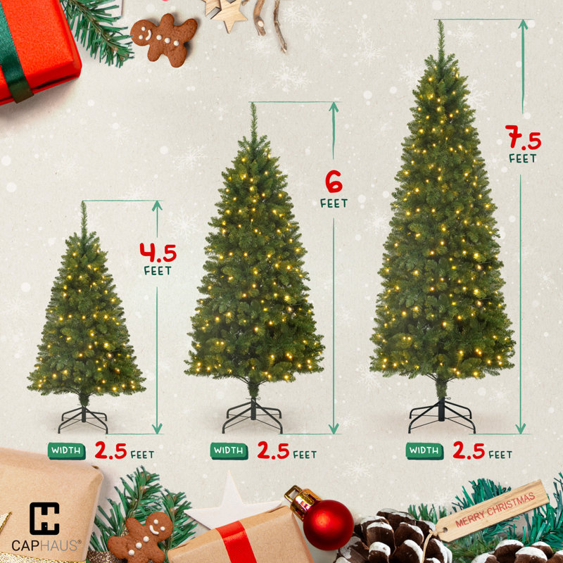 Sapin de Noël artificiel 7,5 pi, sapin Fraser, pré-articulé, avec 350 lumières DEL et 1188 pointes, 7.5'