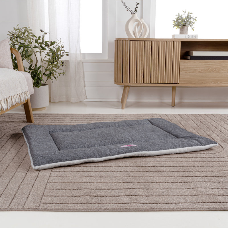 Flora Extra Large Gray Linen Plush Reversible Pet Bed