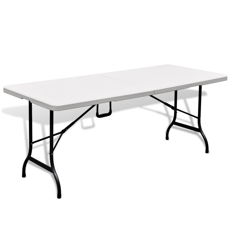 Table de patio pliante blanche en PEHD 70,9 po x 29,5 po x 29,1 po