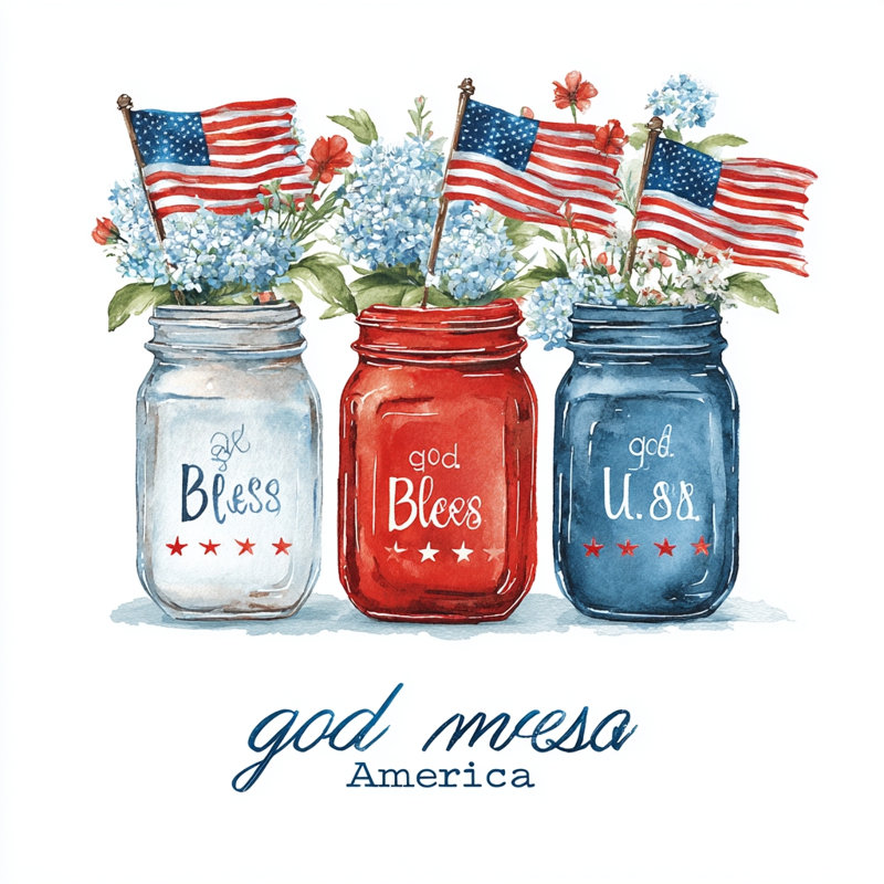 Blessed Mason Jars Wrapped Canvas Wall Art, 20"W x 20"H x 1.5"D