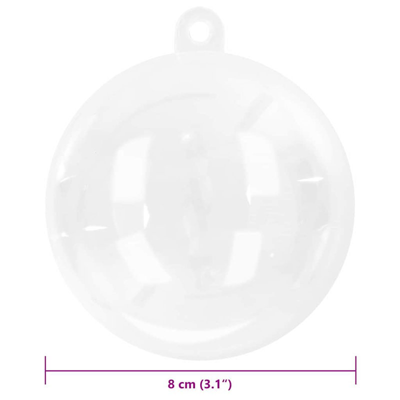 vidaXL Christmas Bauble Transparent, 8cm H x 8cm W x 8cm D