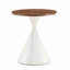 Ensemble de tables basses rondes 2 pièces, plateau de table à motif noyer avec base en acier, table basse multifonctionnelle (blanc et noyer)-731501656