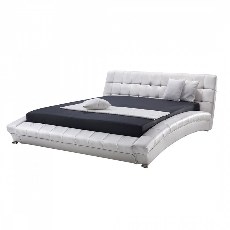 Upholstered Bed, White, European Kingsize (160 x 200 cm)