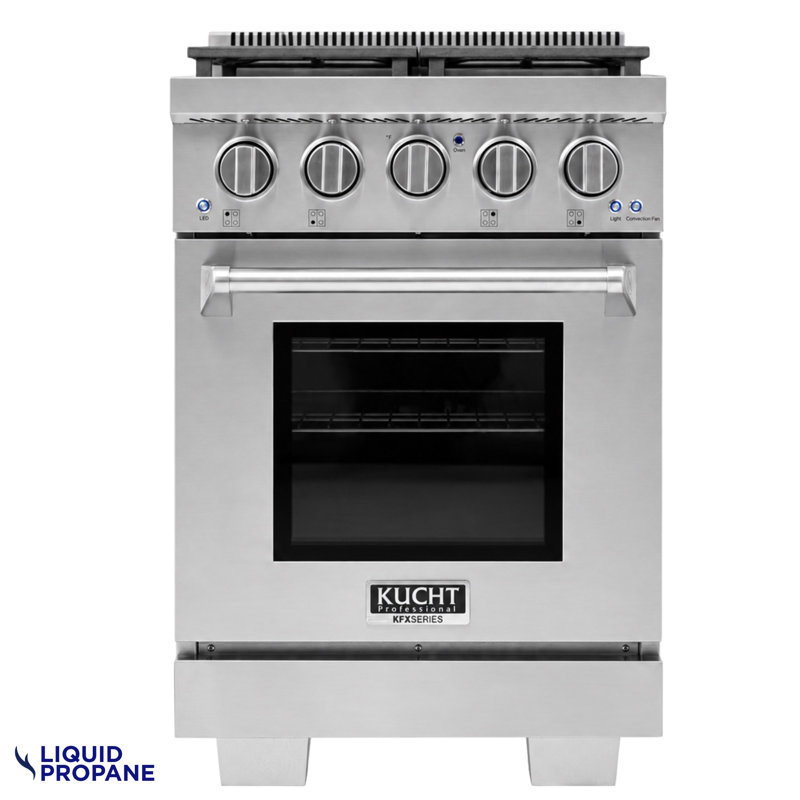 24 in. 2.5 cu. ft. Propane Gas Range and Convection Oven in Stainless Steel with True Simmer Burners, Liquid Propane