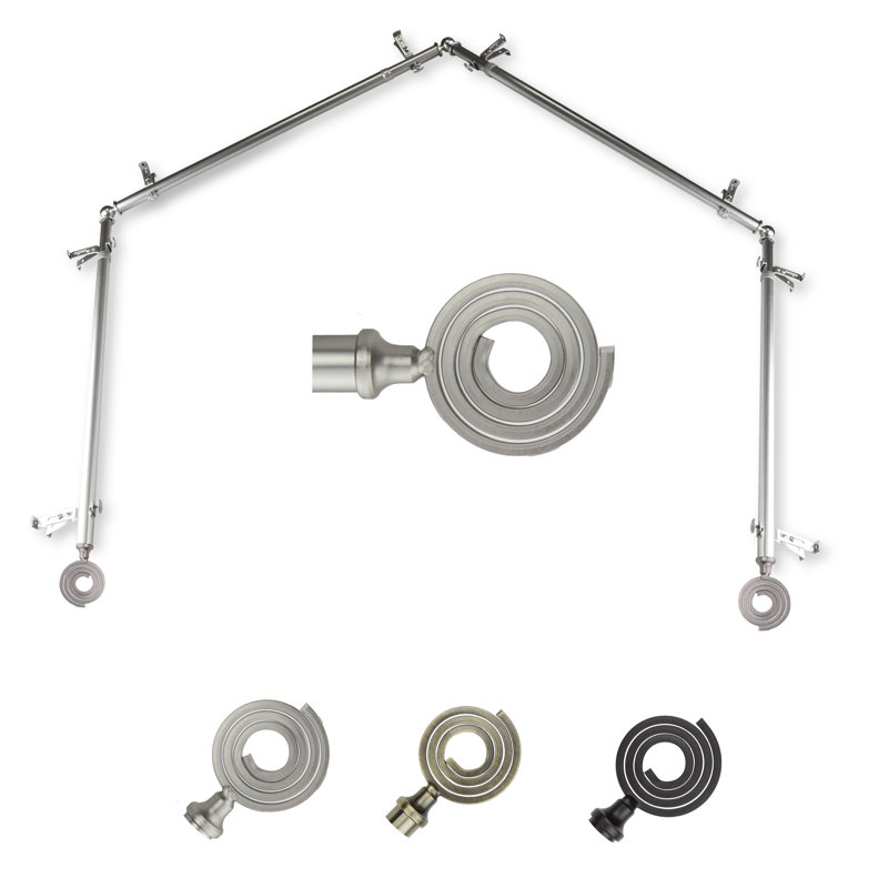 Tringle à rideaux simple à baie vitrée réglable de 28 à 48 po Heines, Nickel satiné, 18 po à 28 po (chaque côté)