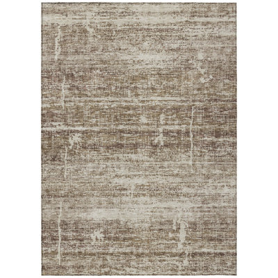 8' X 10' Brown Beige And Taupe Abstract Washable Indoor Outdoor Area Rug