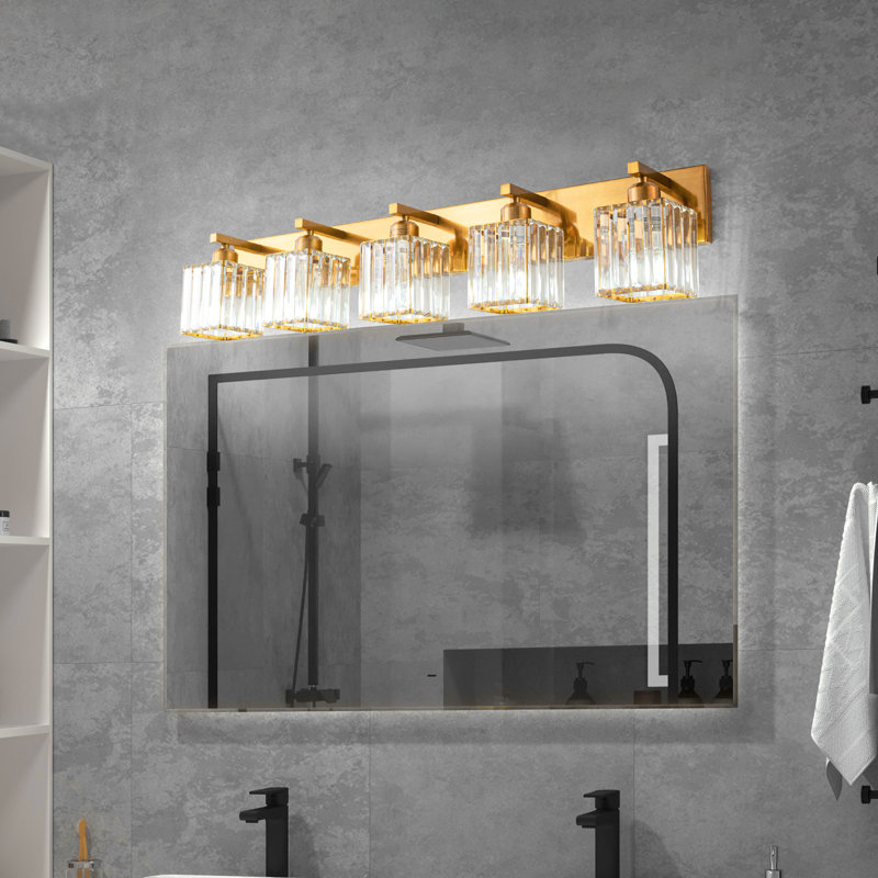 Éclairage pour meuble-lavabo à intensité variable Lanceton, Doré, 5 lumières