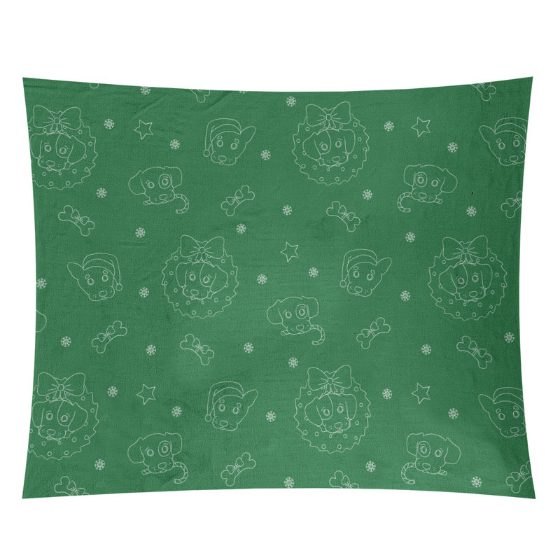 Loom Woven Polyester Tapestry, 51" H x 60" W, Green/White