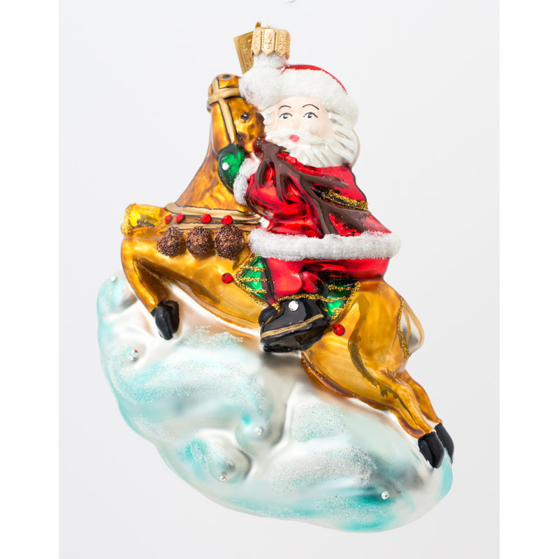 Ornement figurine suspendu santa on renne