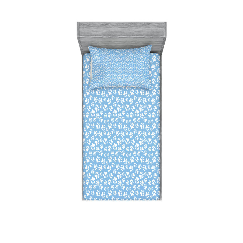 Drap-housse et coussin décoratif Ambesonne, bleu ciel et blanc, Ensemble de draps pour lit simple + deux taies d'o
