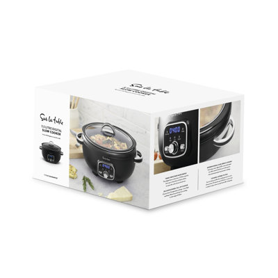 Sur La Table SLT16010BLK Core 3.5 Litre Digital Slow Cooker for Stews and Casseroles, Digital LED Screen, 3 Temperature Functions, Removable Aluminium Pot, Energy Saving, 200W, Black