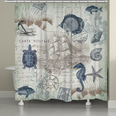 Hahn Seaside Postcard Single Shower Curtain
