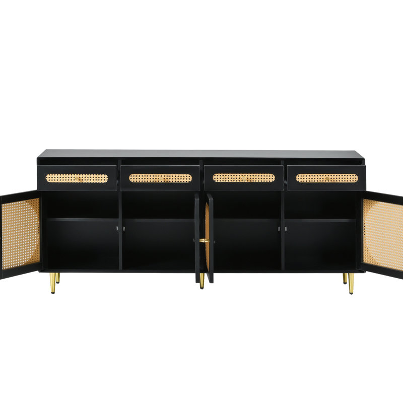 Armoire de rangement en rotin Northwick Rattan Buffet Console, Noir / brun