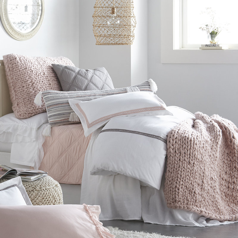 Housse de couette standard en coton Phee, Housse de couette pour très grand lit, gris