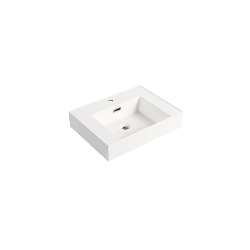 Vasque en résine pour salle de bain - Teinte chêne blanc américain, 61 cm de profondeur, 46 cm de largeur, 13 cm de hauteur, finition impeccable, poids 17,8 kg, 62,2 cm de profondeur x 46,5 cm de largeur x 13 cm de hauteur.
