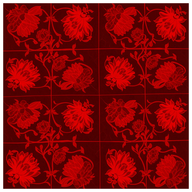 Tapis de bain rouge à motif floral, L 34 po x L 21 po