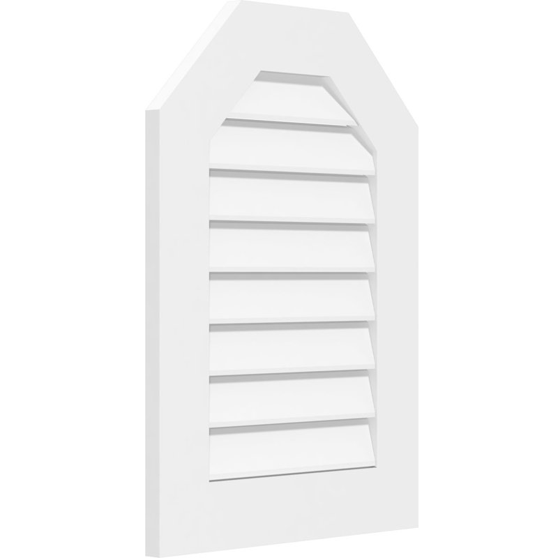 Octagonal Top Surface Mount Functional Standard Frame PVC Gable Vent, 14" H x 28" W