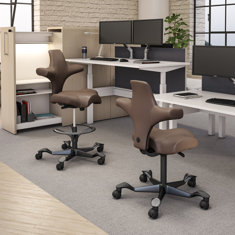 HÅG Capisco Adjustable Sit-to-Stand Height Chair, Black, Sit-to-Stand, Brown Mahogany 