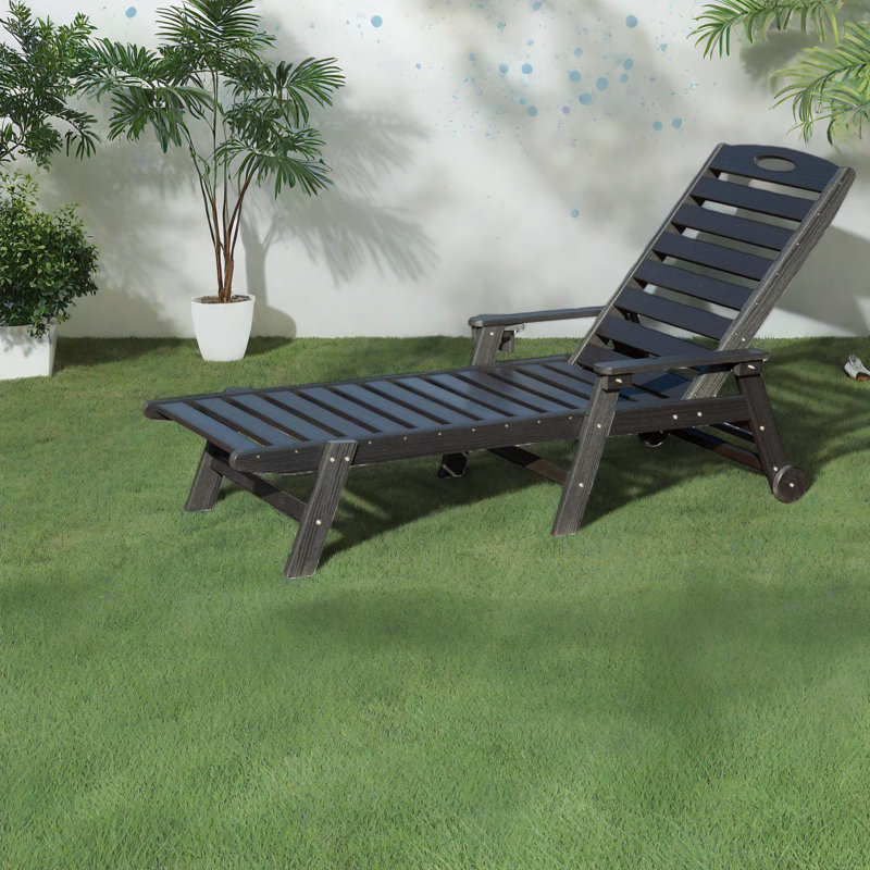 Chaises longues de patio durables, Hdpe réglable avec porte-gobelet, détente extérieure pour la piscine