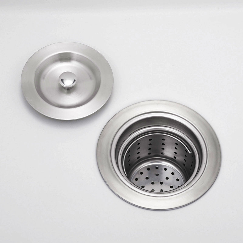 Évier de bar encastrable avec filtre à panier 13,77 po Quartz