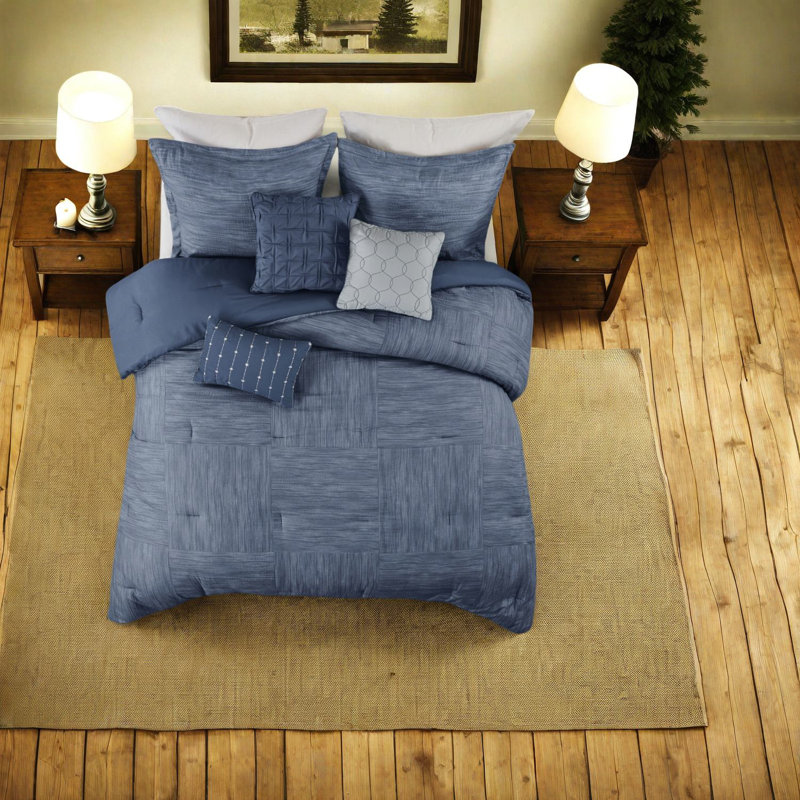 Navy King Bedding Sets, Microfiber Comfort, Modern Chic
