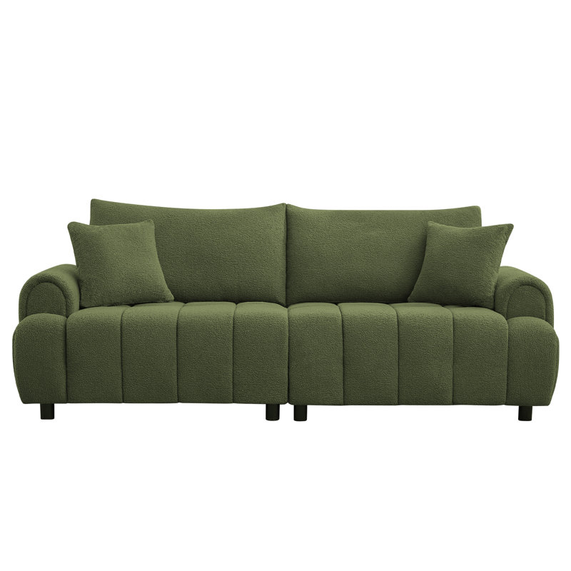 88,6 po de large canapé Sherpa moderne, canapé en tissu polaire moelleux pour le salon, Vert