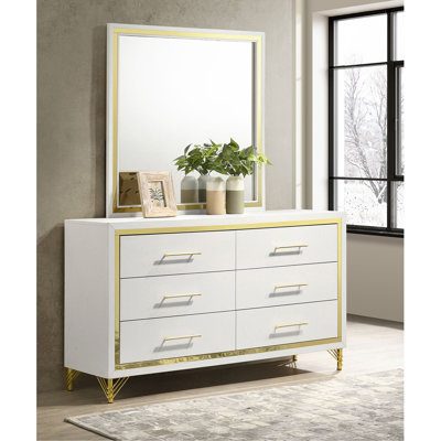 Commode 6 tiroirs avec miroir