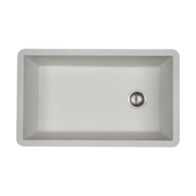 31 in. x 19 in. Quartz Undermount Single Bowl Kitchen Sink, White