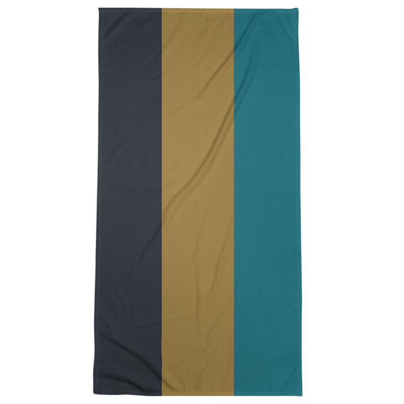 Bath Towel, Black/Khaki/Prussian Blue