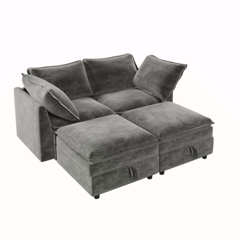 Canapé 4 pièces avec rangement Mirod, Gris