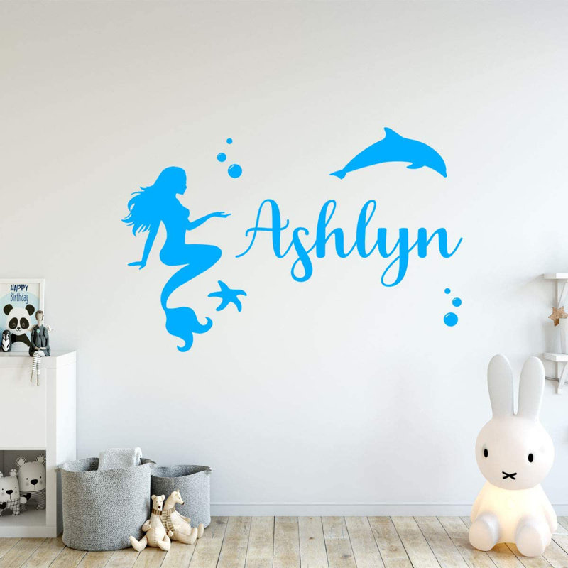 Décalcomanie murale sirène personnalisée, H 22 po x l 33 po, Bleu ciel
