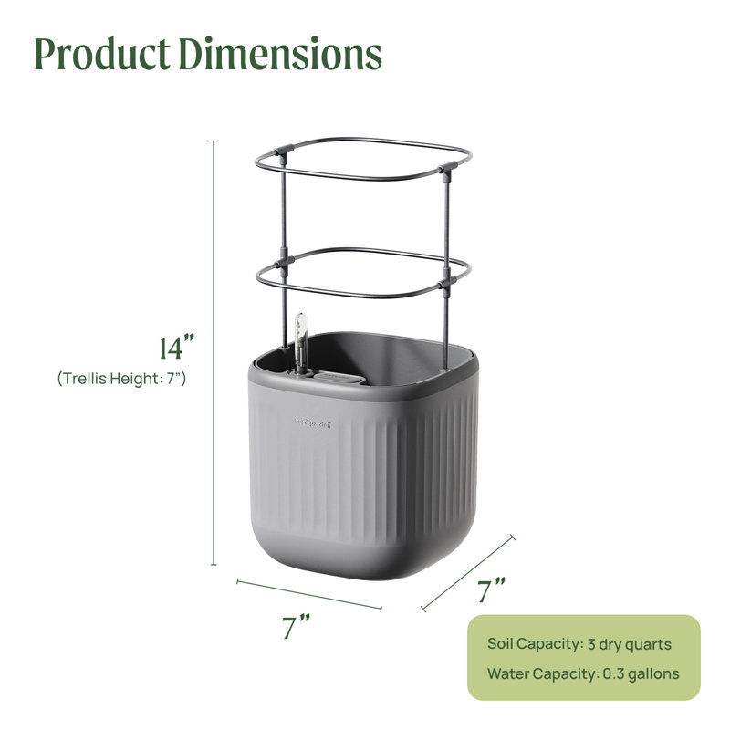 Mini Plastic Outdoor Pot Planter with Trellis, 2, Fog Gray