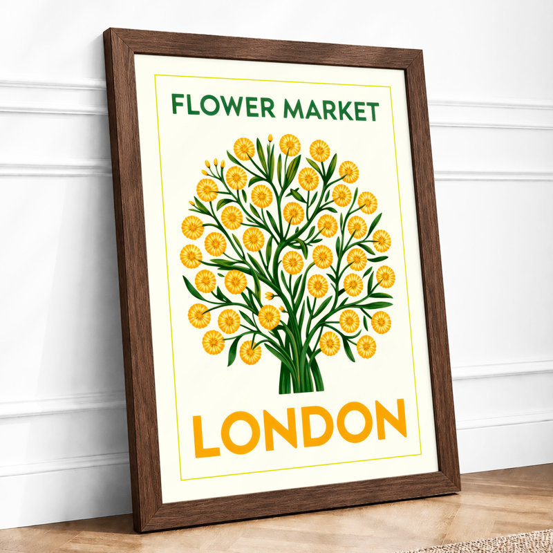 Flower Market London Botanical - Framed Print, A3 - 42.0 x 29.7 cm, Walnut