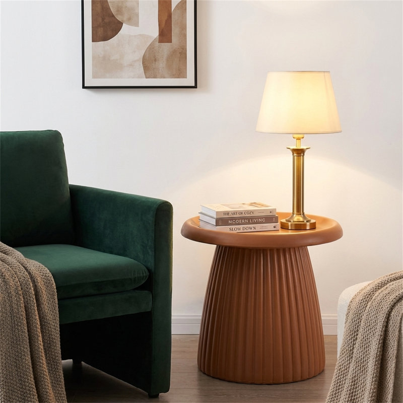 Table d'appoint ronde 19,69 po de diamètre, Café clair, H 17,91 po x L 19,69 po x l 19,69 po