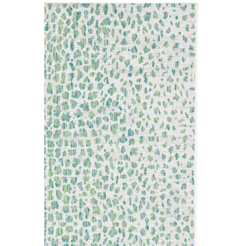 Tapis intérieur / extérieur ivoire / vert à imprimé animal, Rectangle 4 pi x 5 pi 7 po
