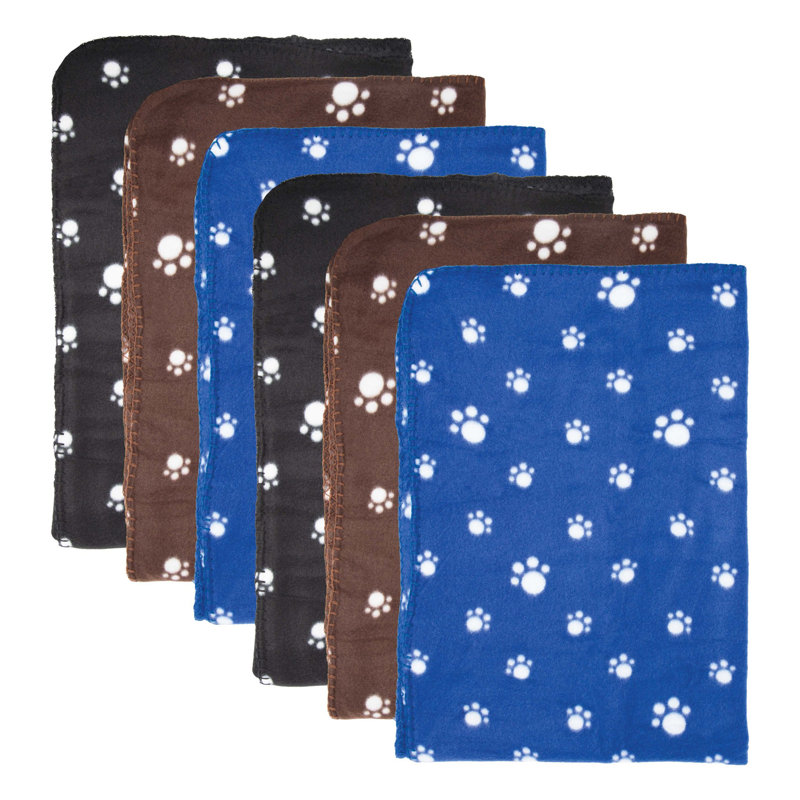 Perro & Gato 6-Piece Paws Pet Blankets Polyester Blend Pet Blanket, 28" H x 24" W x 1.5" D