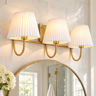 3-Light Linear Pleated Fabric Wall Sconce