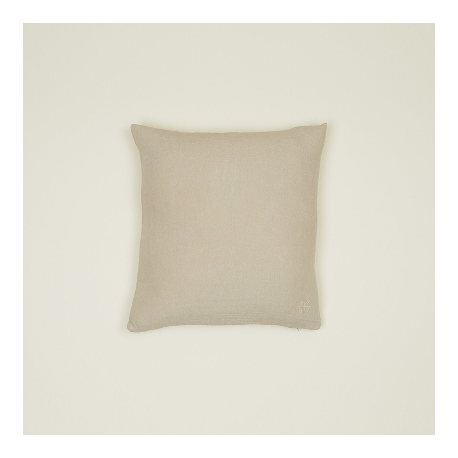 Simple Embroidered Linen Throw Pillow, Flax, Square 18"
