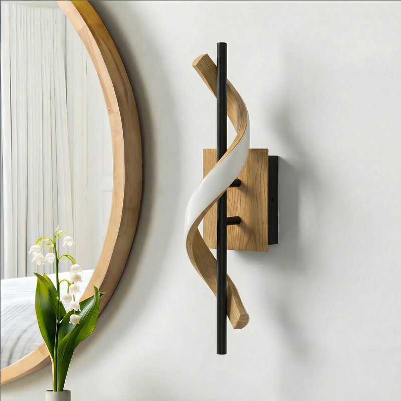Éclairage de meuble-lavabo en aluminium et en fer à grain de bois réglable de 17,5 po à intensité variable 3CCT (jaune chaud / blanc naturel / blanc froid)
