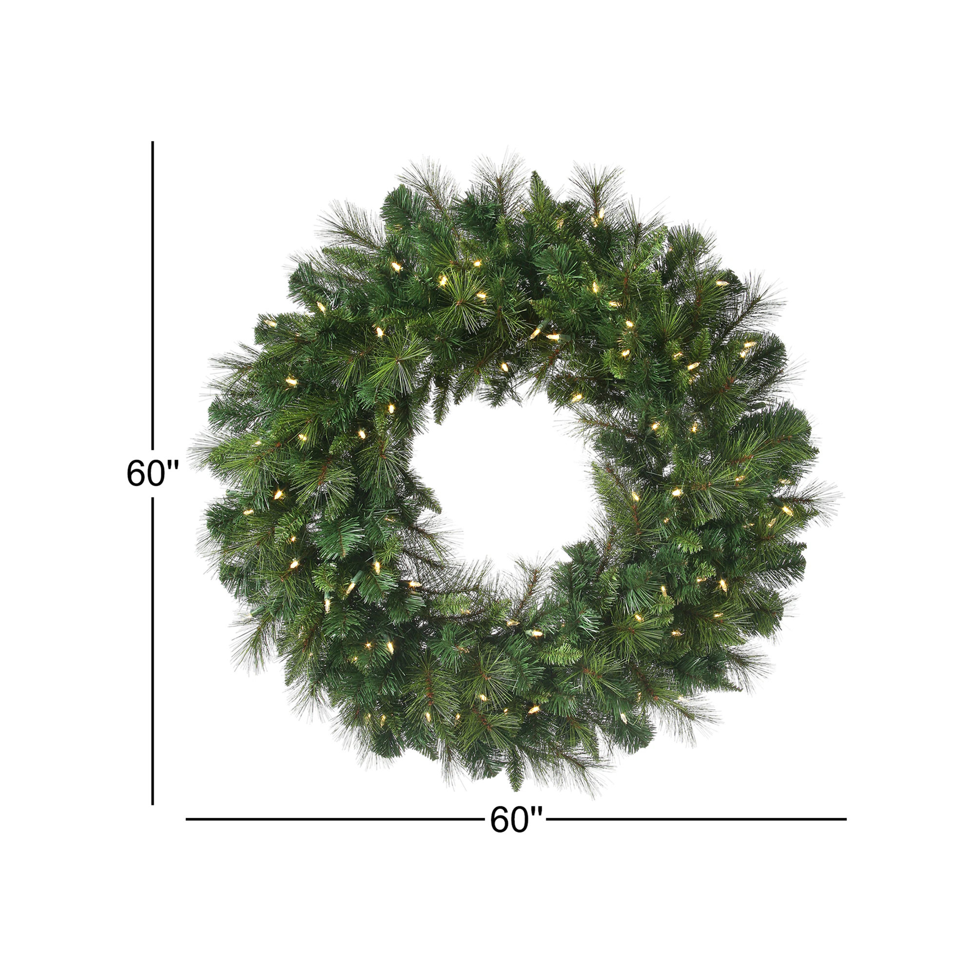 Surrey Faux Lighted Pine Wreath, 60" H x 60" W x 5" D