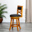 Tabouret de bar naturel de 61 cm (24 po) avec siège pivotant en tissu anthracite et finition amovible
