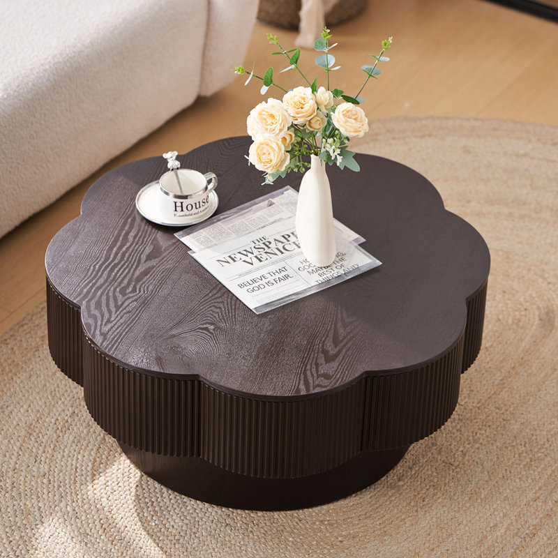 Table basse en forme de fleur, Marron foncé