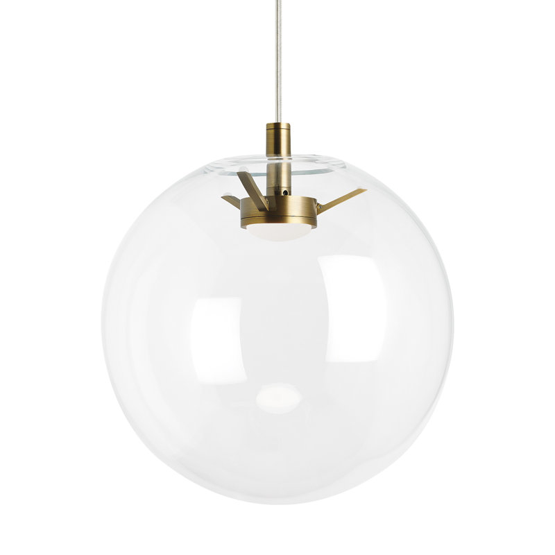 Palona 1 - Light LED Pendant, Aged Brass, Clear, No